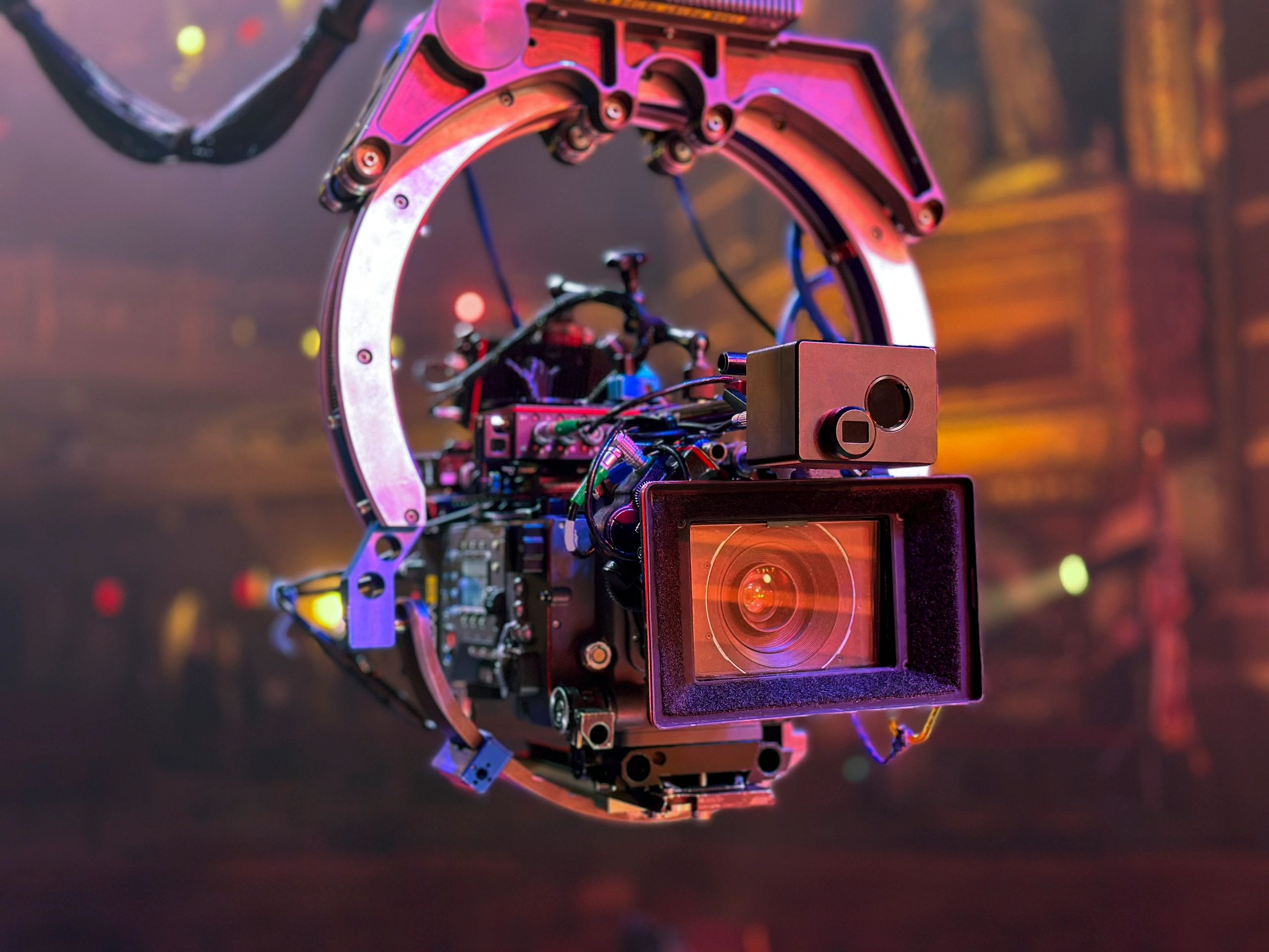 Professional movie camera on a film set