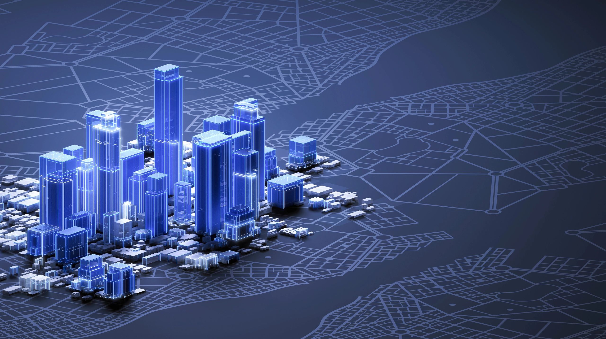 Abstract smart city and digital network visualization representing growth and connected marketing strategy