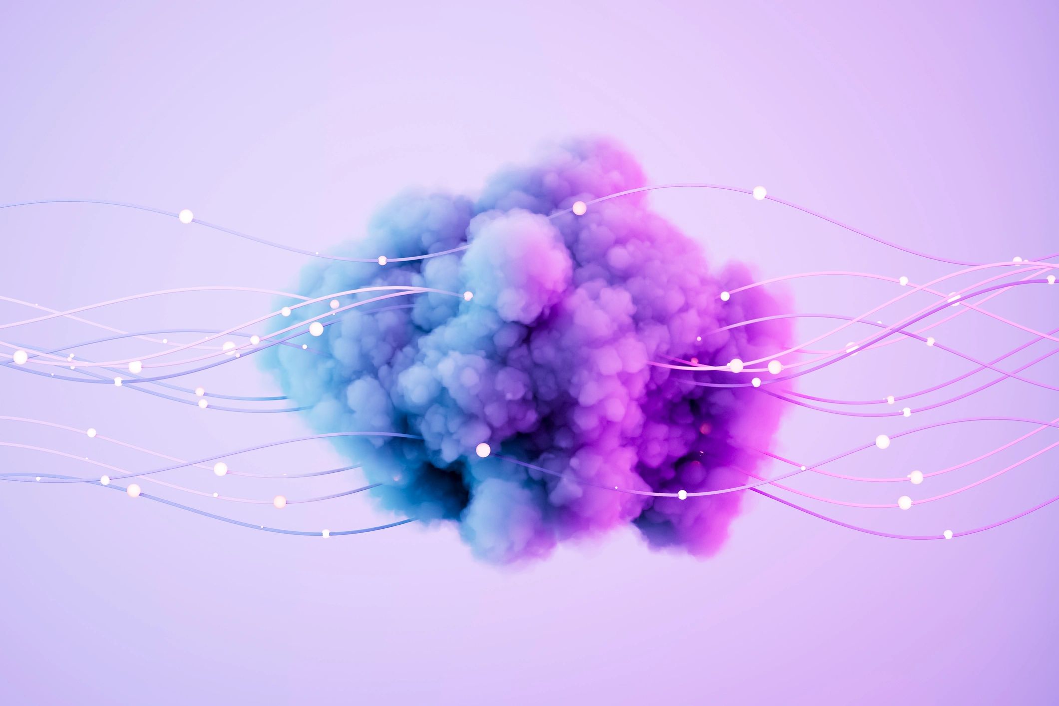 Abstract cloud and neon wires technology background