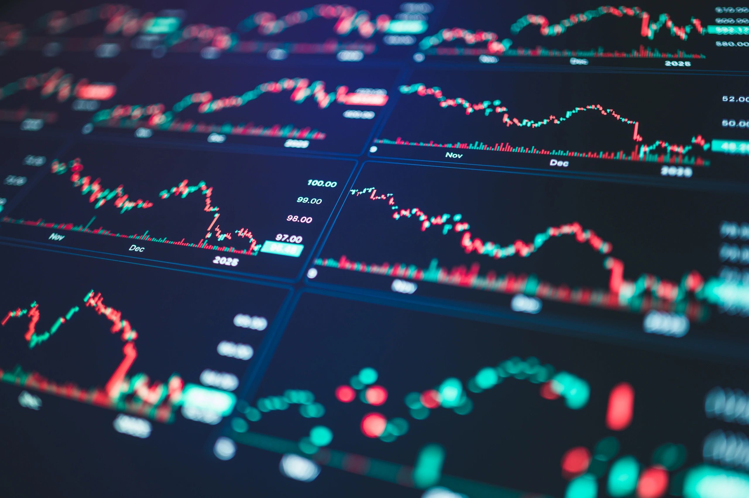 Digital analytics charts and performance data screen