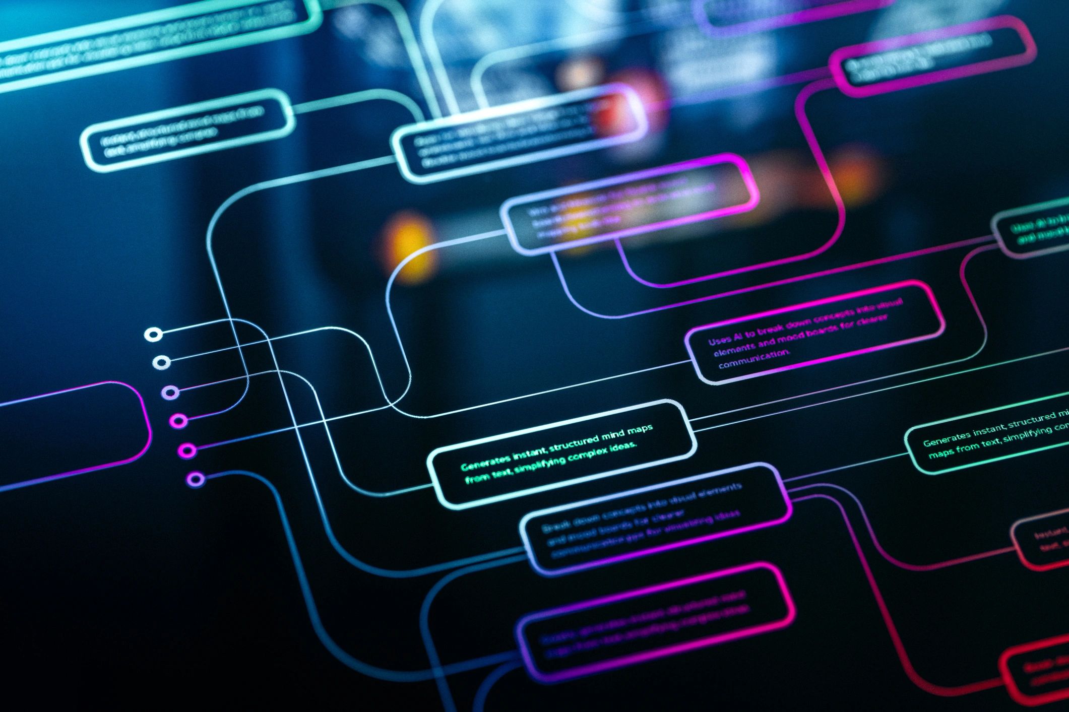 Abstract digital network with connected nodes