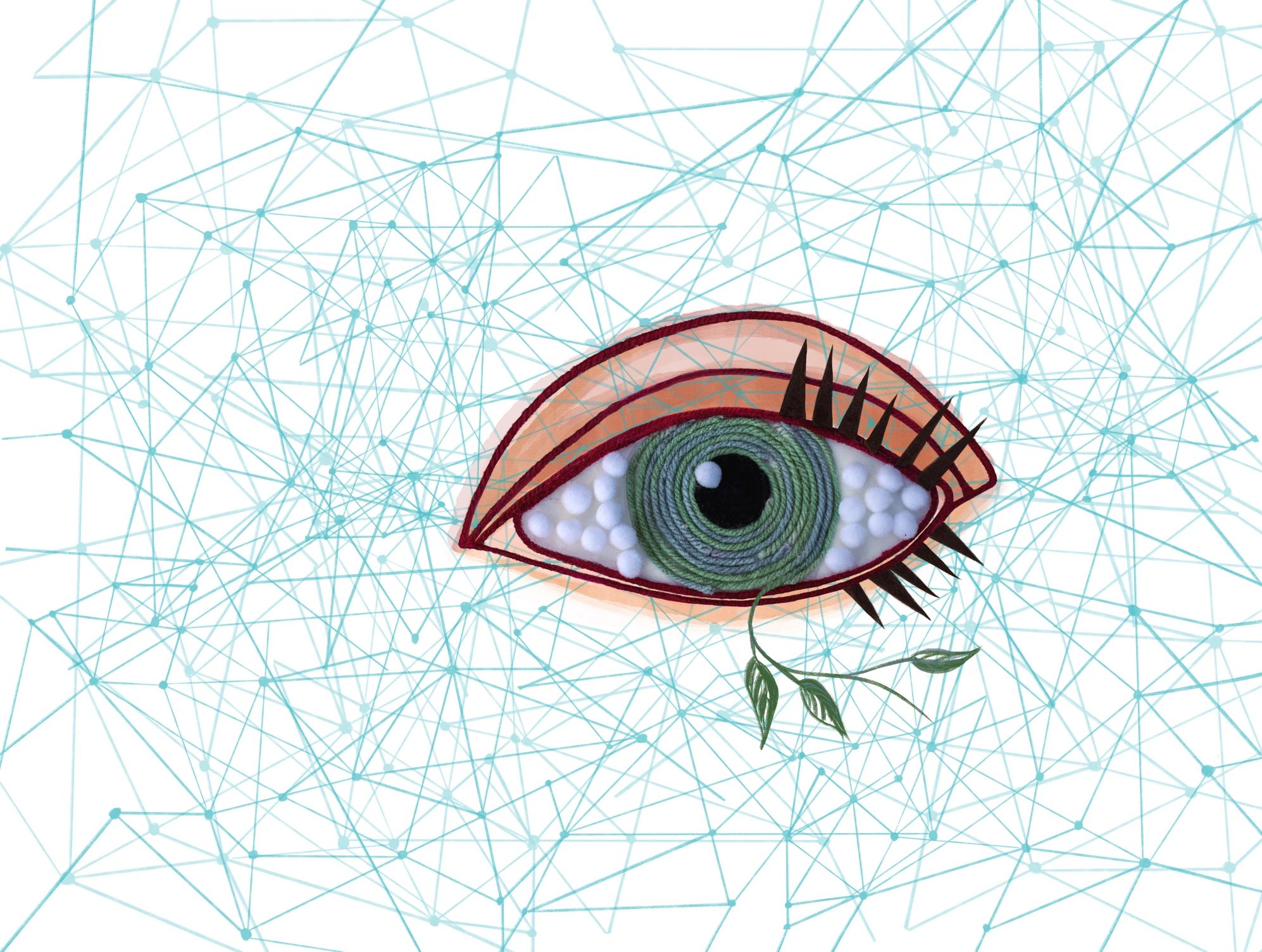 Abstract eye and network graphic representing insight and analytics